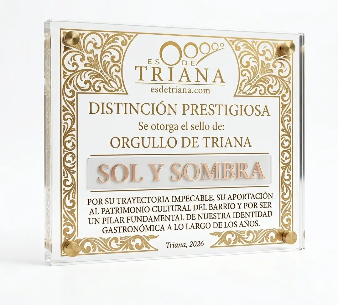 Placa de reconocimiento Es de Triana a Sol y Sombra